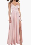 Sexy Slim Fit Strap Side Slit Long Bridesmaid Evening Gown（Processing time need 3-6 days）