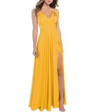 Sexy Slim Fit Strap Side Slit Long Bridesmaid Evening Gown（Processing time need 3-6 days）