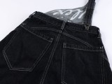 Asymmetric Waist Metal Buckle Detachable 3-Way Wear Denim Pants
