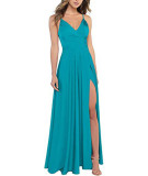 Sexy Slim Fit Strap Side Slit Long Bridesmaid Evening Gown（Processing time need 3-6 days）