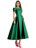 Satin Chic Slim Fit Long Evening Formal Gown Dress（Processing time need 3-6 days）