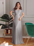 Plus Size Chiffon V-Neck Slim Fit Formal Party Long Evening Dress（Processing time need 3-6 days）