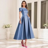Satin Chic Slim Fit Long Evening Formal Gown Dress（Processing time need 3-6 days）