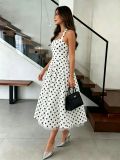 Women's Casual Slim Fit Slim Waist Polka Dot A-Line Sleeveless Strap Dress