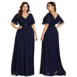 Plus Size Chiffon V-Neck Slim Fit Formal Party Long Evening Dress（Processing time need 3-6 days）