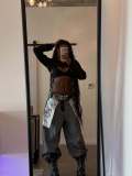 Streetwear Unique Inside-Out Big Pocket Printed Denim Pants