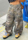 Streetwear Leopard Print Wide Leg Denim Pants