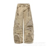 Irregular Ripped Denim Pants