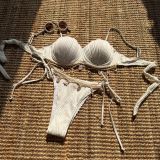 Solid Color Shell Petal Underwire Sexy Two-Piece Bikini Swimsuit
