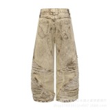 Irregular Ripped Denim Pants