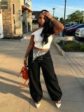 Asymmetric Waist Metal Buckle Detachable 3-Way Wear Denim Pants