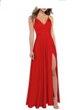 Sexy Slim Fit Strap Side Slit Long Bridesmaid Evening Gown（Processing time need 3-6 days）