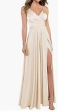 Sexy Slim Fit Strap Side Slit Long Bridesmaid Evening Gown（Processing time need 3-6 days）