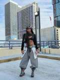Streetwear Unique Inside-Out Big Pocket Printed Denim Pants