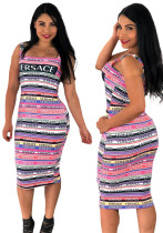 Women's Sexy Letter Print Tight Fitting Bodycon Dress