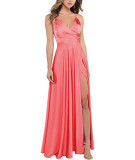 Sexy Slim Fit Strap Side Slit Long Bridesmaid Evening Gown（Processing time need 3-6 days）