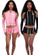 Women's Sexy Fashion Sleeve Cover Zipper Solid Casual 2-Piece Shorts Set