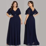 Plus Size Chiffon V-Neck Slim Fit Formal Party Long Evening Dress（Processing time need 3-6 days）
