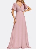 Plus Size Chiffon V-Neck Slim Fit Formal Party Long Evening Dress（Processing time need 3-6 days）