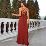 Women's Summer Chic Elegant V-Neck Chiffon Evening Formal Dress