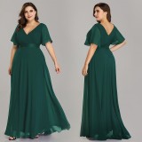 Plus Size Chiffon V-Neck Slim Fit Formal Party Long Evening Dress（Processing time need 3-6 days）
