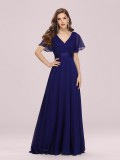 Plus Size Chiffon V-Neck Slim Fit Formal Party Long Evening Dress（Processing time need 3-6 days）