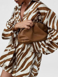 Women's Spring Fashion Casual Printed Shirt and Shorts 2-Piece Set