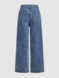 Women's High Waist Fashion Rhinestone Long Denim Jeans