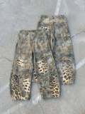 Streetwear Leopard Print Wide Leg Denim Pants