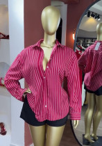 Women's Summer Chic Casual Turn-Down Collar Striped Loose Long Sleeve Shirt Top Women's Summer Chic Casual Turn-Down Collar Striped Loose Long Sleeve Shirt Top