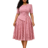 Women's Summer Plus Size Fashion Lace Patchwork Fake Two-Piece Dress