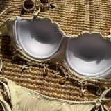 Solid Color Shell Petal Underwire Sexy Two-Piece Bikini Swimsuit