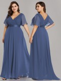 Plus Size Chiffon V-Neck Slim Fit Formal Party Long Evening Dress（Processing time need 3-6 days）