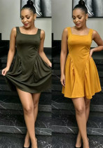 Women's Sexy Strap U-Neck Low Cut Low Back Lace-Up Solid Color Dress Women's Sexy Strap U-Neck Low Cut Low Back Lace-Up Solid Color Dress