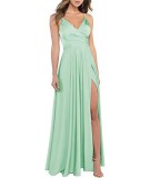 Sexy Slim Fit Strap Side Slit Long Bridesmaid Evening Gown（Processing time need 3-6 days）