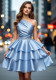 Formal Party Slash Shoulder Satin Formal Party Mini Dress（Processing time need 3-6 days）