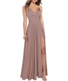 Sexy Slim Fit Strap Side Slit Long Bridesmaid Evening Gown（Processing time need 3-6 days）