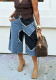 Streetwear Patchwork Contrast Color Heart Print Cropped Denim Pants