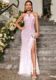 Women's Summer Sequin Slim Fit Chic Halter Neck Formal Party Evening Gown