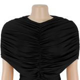 Women's Elegant Fashion Ruched Textured Solid Color Wide Leg Jumpsuit