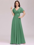Plus Size Chiffon V-Neck Slim Fit Formal Party Long Evening Dress（Processing time need 3-6 days）