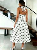 Women's Casual Slim Fit Slim Waist Polka Dot A-Line Sleeveless Strap Dress