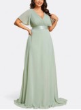 Plus Size Chiffon V-Neck Slim Fit Formal Party Long Evening Dress（Processing time need 3-6 days）