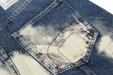 Streetwear Metal Eyelet Ink Splash Denim Pants