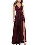 Sexy Slim Fit Strap Side Slit Long Bridesmaid Evening Gown（Processing time need 3-6 days）
