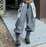 Streetwear Unique Inside-Out Big Pocket Printed Denim Pants