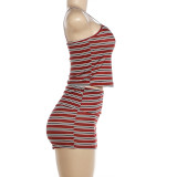 Women's Summer Sexy Slim Fit Striped Cami Top and Shorts Set
