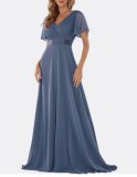Plus Size Chiffon V-Neck Slim Fit Formal Party Long Evening Dress（Processing time need 3-6 days）