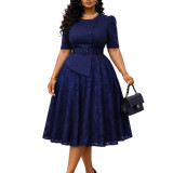 Women's Summer Plus Size Fashion Lace Patchwork Fake Two-Piece Dress