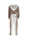 Women Spring/Autumn Casual Color-Block Patchwork Hoodie & Joggers Set